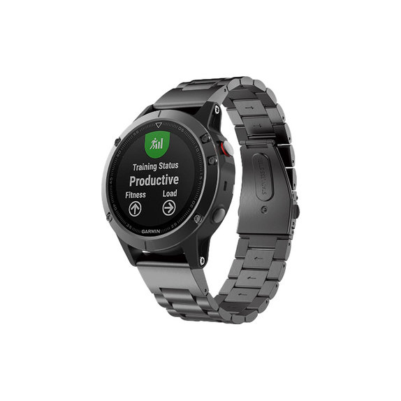 FixPremium - Bracelet en acier inoxydable pour Garmin (QuickFit 26 mm), noir