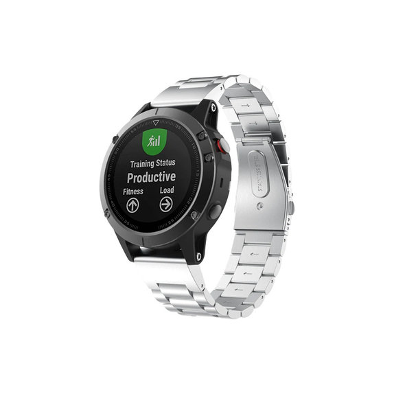 FixPremium - Bracelet en acier inoxydable pour Garmin (QuickFit 22 mm), argent