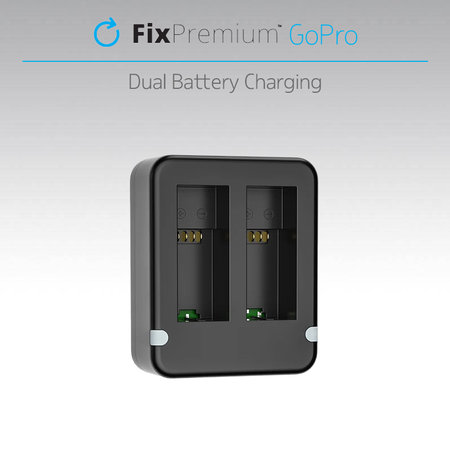 FixPremium - Station de charge pour 2 batteries GoPro (Hero (2018)/Hero 5/Hero 6/Hero 7/Hero 8), noir