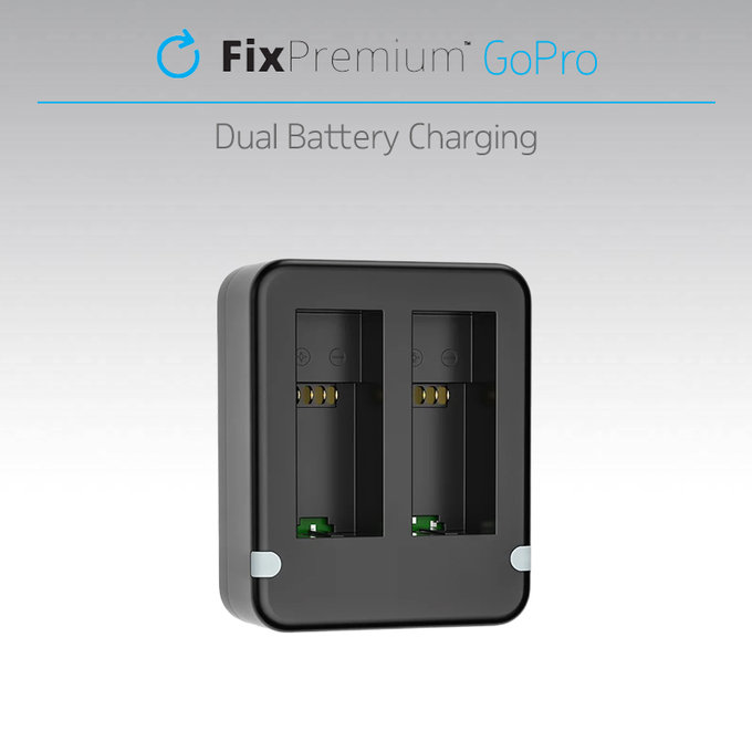 FixPremium - Station de charge pour 2 batteries GoPro (Hero (2018)/Hero 5/Hero 6/Hero 7/Hero 8), noir