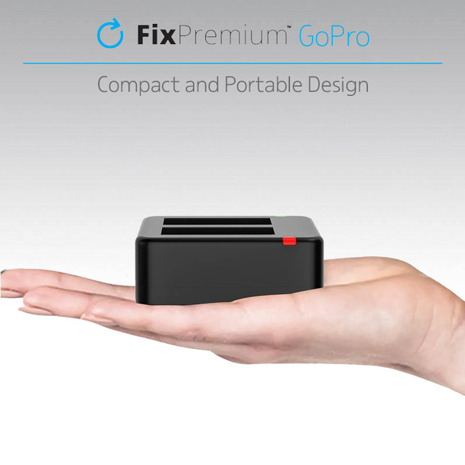 FixPremium - Station de charge pour 2 batteries GoPro (Hero (2018)/Hero 5/Hero 6/Hero 7/Hero 8), noir
