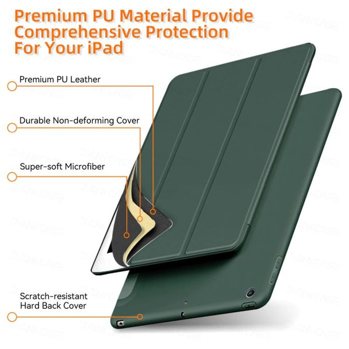 FixPremium - Étui à rabat en silicone pour iPad 10.2 (7e, 8e, 9e génération), noir