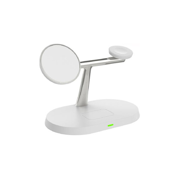 FixPremium - Support MagSafe 3en1 pour iPhone, Apple Watch et AirPods, blanc