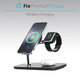 FixPremium - Support MagSafe 3en1 pour iPhone, Apple Watch et AirPods, noir