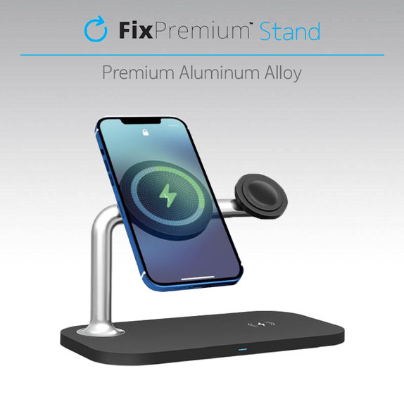 FixPremium - Support MagSafe 3en1 pour iPhone, Apple Watch et AirPods, noir