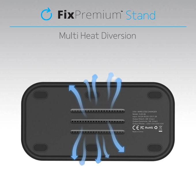 FixPremium - Support MagSafe 3en1 pour iPhone, Apple Watch et AirPods, blanc