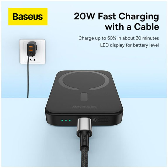 Baseus - MagSafe PowerBank 6000 mAh, noir