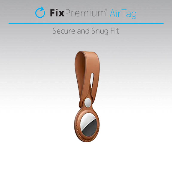 FixPremium - Porte-clés en cuir pour AirTag, marron