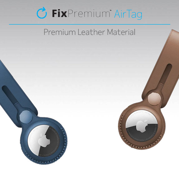 FixPremium - Porte-clés en cuir pour AirTag, bleu