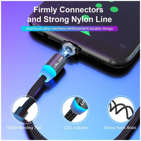 USLION - Câble Magnétique USB-C / USB (1m), bleu