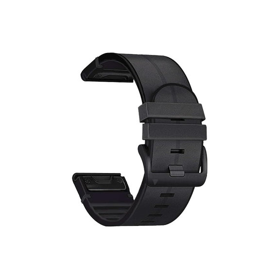 FixPremium - Bracelet en cuir pour Garmin (QuickFit 22mm), noir