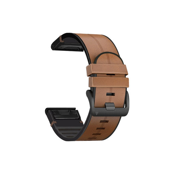 FixPremium - Bracelet en cuir pour Garmin (QuickFit 22mm), marron clair
