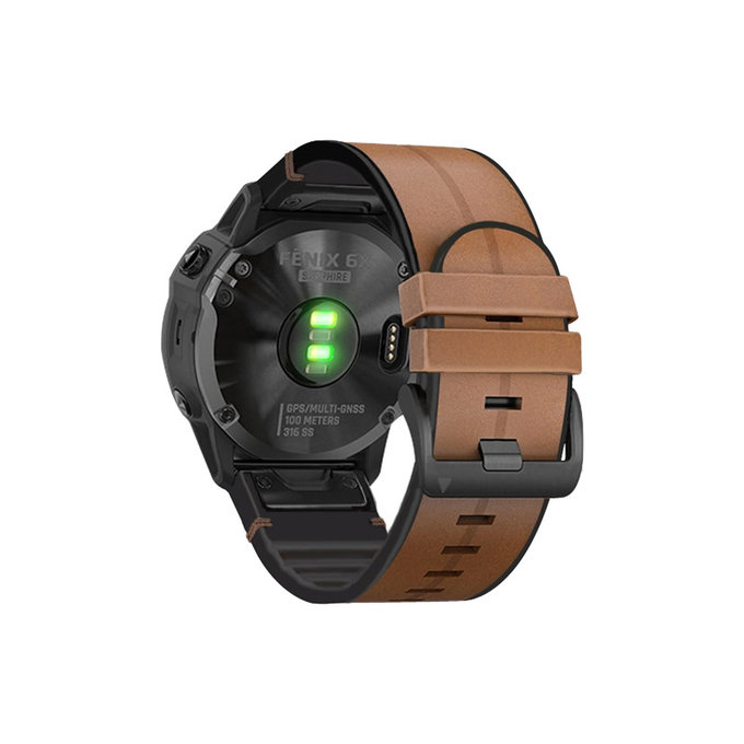 FixPremium - Bracelet en cuir pour Garmin (QuickFit 22mm), marron clair