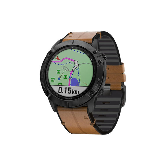 FixPremium - Bracelet en cuir pour Garmin (QuickFit 22mm), marron clair