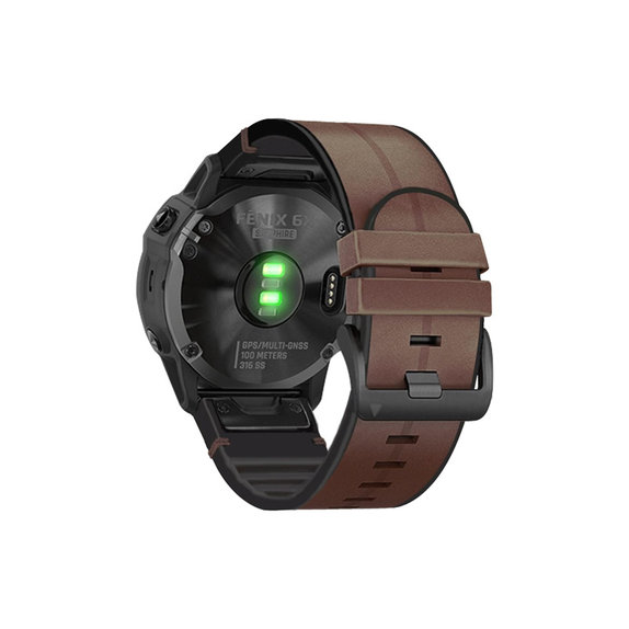 FixPremium - Bracelet en cuir pour Garmin (QuickFit 22 mm), marron