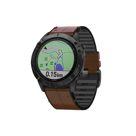 FixPremium - Bracelet en cuir pour Garmin (QuickFit 22 mm), marron