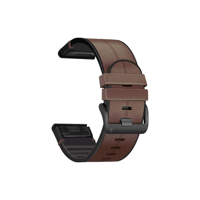 FixPremium - Bracelet en cuir pour Garmin (QuickFit 26mm), marron