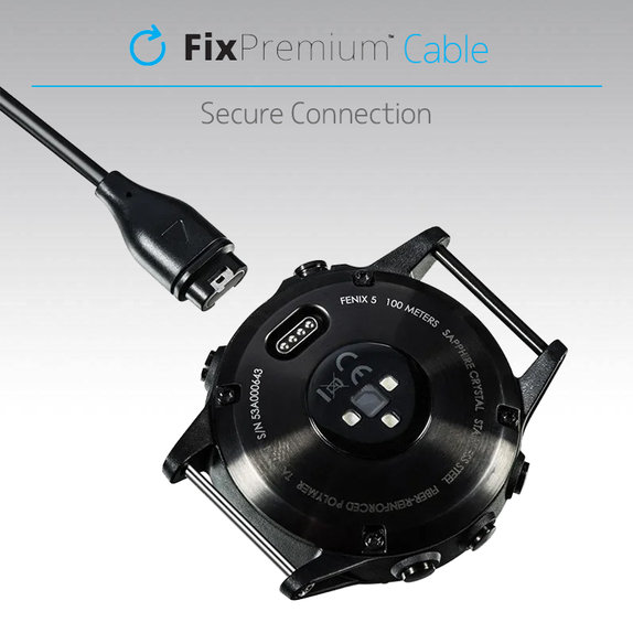 FixPremium - Câble de chargement pour montre Garmin, noir