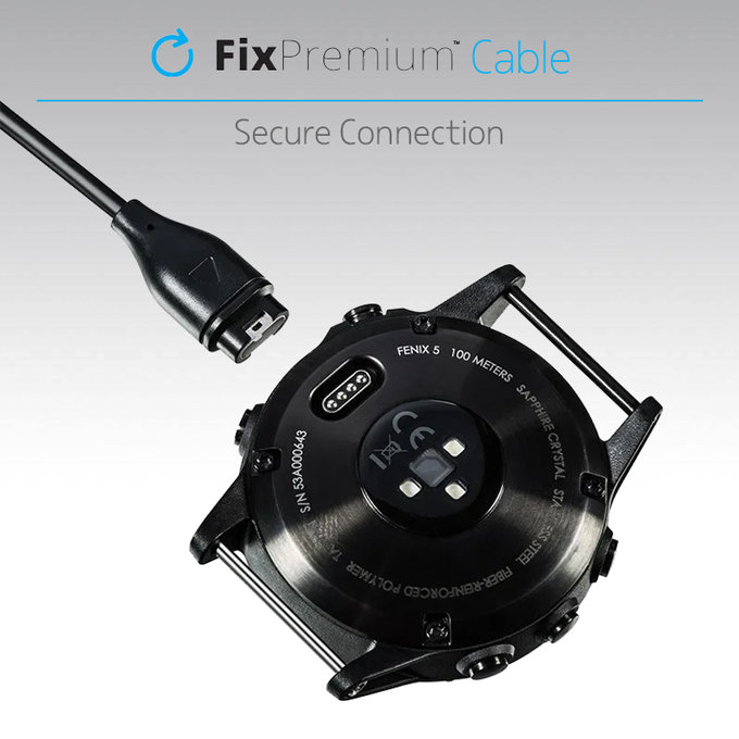 FixPremium - Câble de chargement USB-C pour montre Garmin, noir