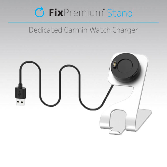 FixPremium - Support de chargement pour montre Garmin, argent