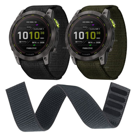 FixPremium - Bracelet en nylon pour Garmin (22 mm), noir
