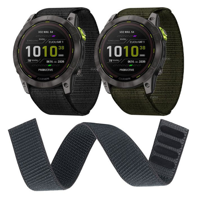 FixPremium - Bracelet en nylon pour Garmin (26 mm), noir