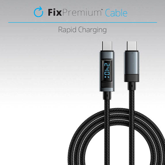 FixPremium - Câble USB-C / USB-C Fonction Power Delivery (1m), noir