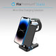 FixPremium - Support pliable 3 en 1 pour iPhone, Apple Watch et AirPods, noir