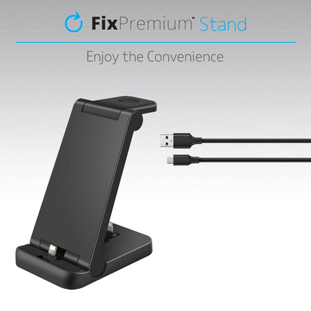 FixPremium - Support pliable 3 en 1 pour iPhone, Apple Watch et AirPods, noir