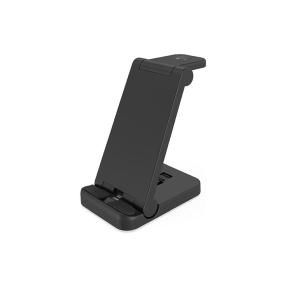 FixPremium - Support pliable 3 en 1 pour iPhone, Apple Watch et AirPods, noir