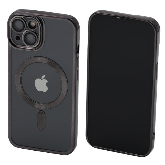 FixPremium - Étui Crystal avec MagSafe pour iPhone 13 & 14, noir