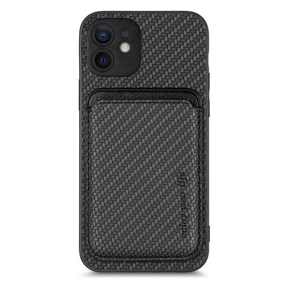 FixPremium - Étui Carbon s MagSafe Wallet pour iPhone 12 mini, noir