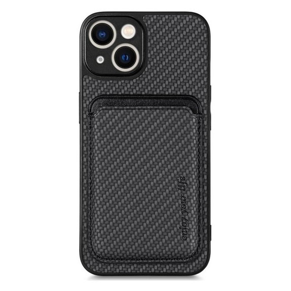 FixPremium - Étui Carbon s MagSafe Wallet pour iPhone 13 mini, noir