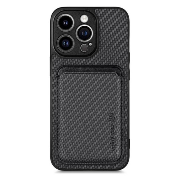 FixPremium - Étui Carbon s MagSafe Wallet pour iPhone 13 Pro Max, noir