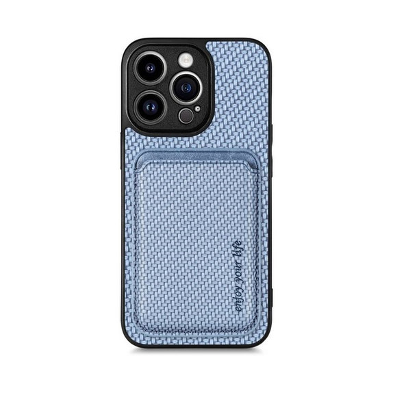 FixPremium - Étui Carbon s MagSafe Wallet pour iPhone 13 Pro, bleu