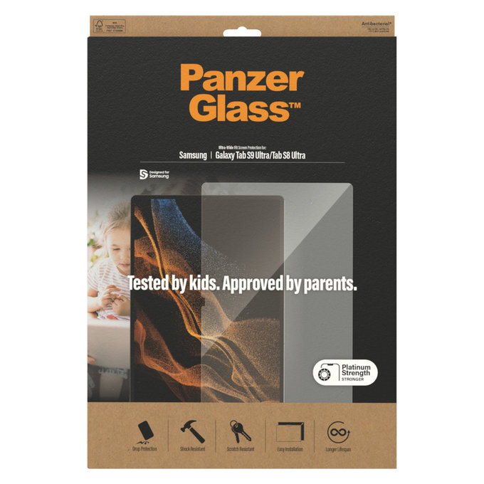 Verre trempé UWF pour Samsung Galaxy Tab S9 Ultra/Tab S8 Ultra, Clair, PanzerGlass