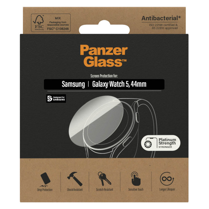 Verre trempé Flat Glass AB pour Samsung Galaxy Watch 5 44 mm, Clair, PanzerGlass
