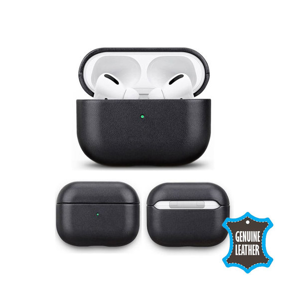 FixPremium - Étui en cuir pour AirPods Pro 2, noir