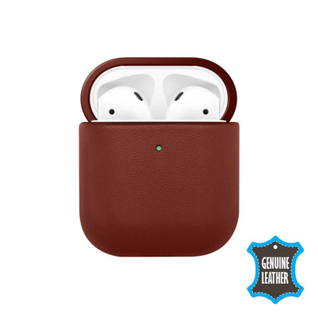 FixPremium - Étui en cuir pour AirPods 1 & 2, marron