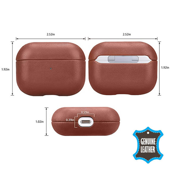 FixPremium - Étui en cuir pour AirPods 3, marron