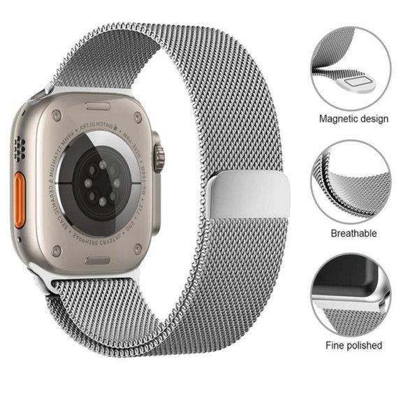 FixPremium - Bracelet Milanese Loop pour Apple Watch (42, 44, 45 & 49mm), noir