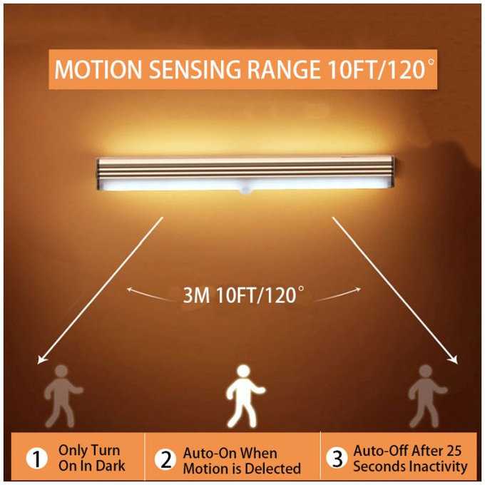 FixPremium - Veilleuse LED avec détecteur de mouvement (blanc froid), (0,2 m), blanc