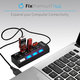 FixPremium - Interrupteur d'alimentation du hub USB pour 4 USB, noir