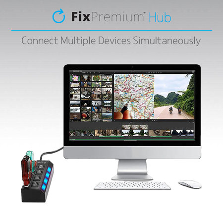 FixPremium - Interrupteur d'alimentation du hub USB pour 4 USB, noir