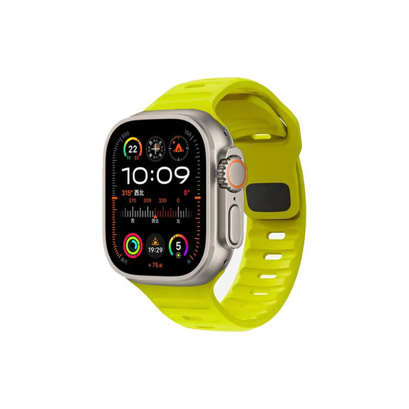 FixPremium - Bracelet Sport Silicone pour Apple Watch (42, 44, 45 & 49mm), tartrazine