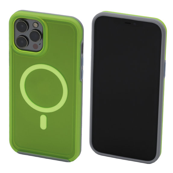 FixPremium - Coque transparente avec MagSafe pour iPhone 12 Pro Max, neon green