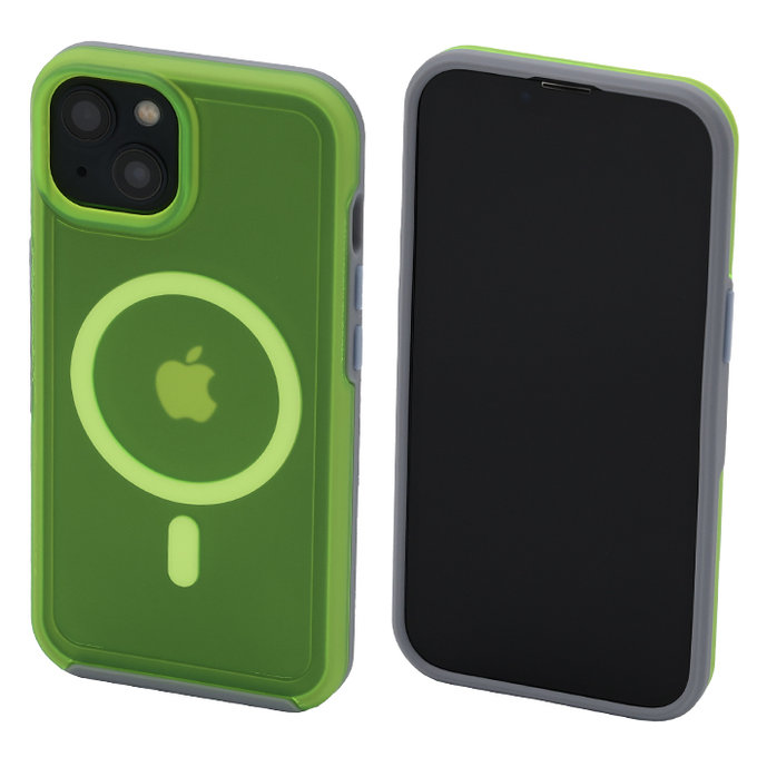 FixPremium - Coque Clear sMagSafe pour iPhone 14, neon green