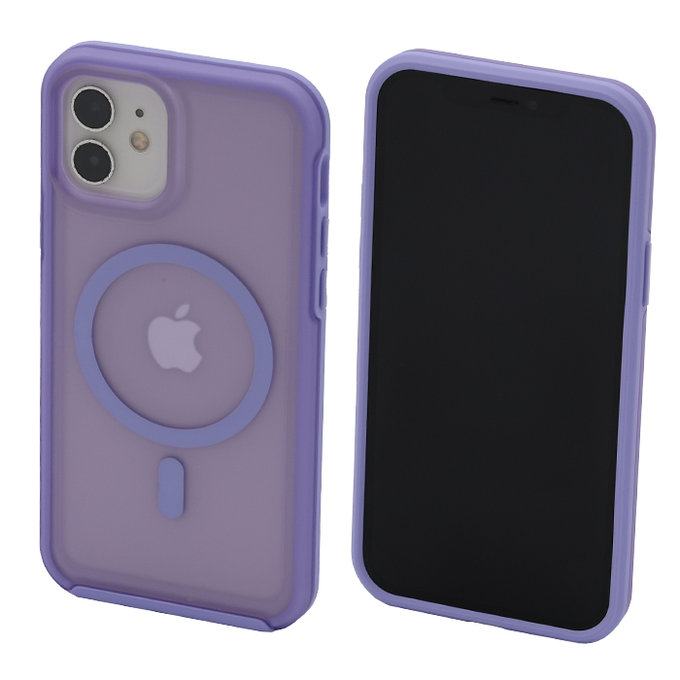 FixPremium - Coque transparente sMagSafe pour iPhone 12 & 12 Pro, violette