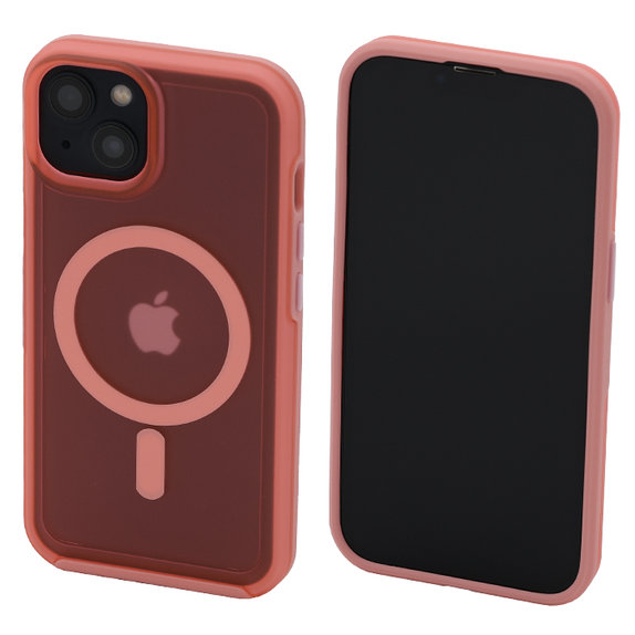 FixPremium - Coque transparente avec MagSafe pour iPhone 14, peach pink