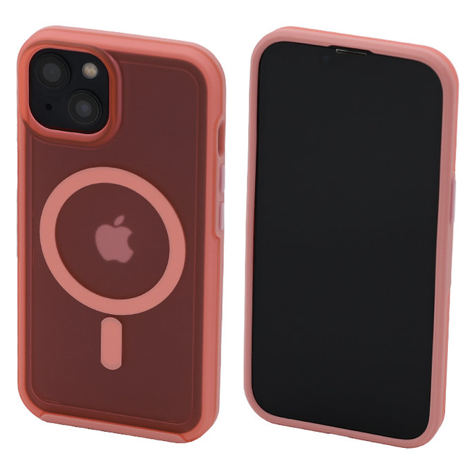 FixPremium - Coque transparente avec MagSafe pour iPhone 14, peach pink